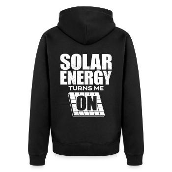 Énergie solaire, Énergie renouvelable - Veste à capuche bio Premium Unisexe - noir - Dos - Nico (187cm)