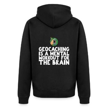 Geocaching is a mental workout for the brain - Unisex Premium Organic Zip Hoodie - black - Back - Nico (187cm)