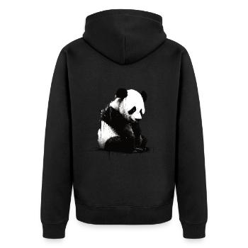 Panda-bär-schablone - Unisex Premium Bio Zip Hoodie - Schwarz - Hinten - Nico (187cm)
