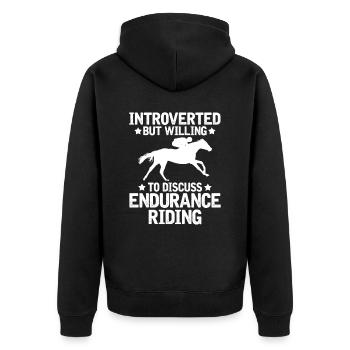 Horse Equestrian Sports Fun Endurance Riding - Unisex Premium Organic Zip Hoodie - black - Back - Nico (187cm)