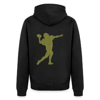 Football - Unisex Premium Bio Zip Hoodie - Schwarz - Hinten - Nico (187cm)
