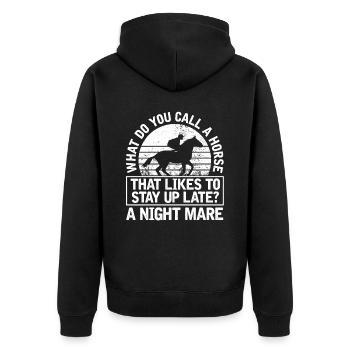 Horse Equestrian Sports Fun Endurance Riding - Unisex Premium Organic Zip Hoodie - black - Back - Nico (187cm)