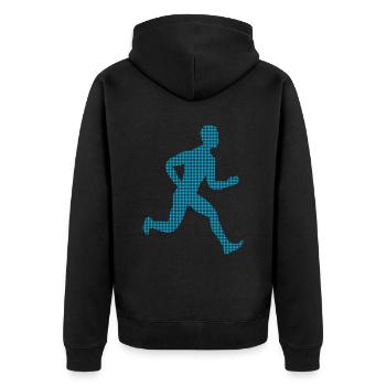 Joggen - Unisex Premium Bio Zip Hoodie - Schwarz - Hinten - Nico (187cm)