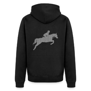Pferde reiten - Unisex Premium Bio Zip Hoodie - Schwarz - Hinten - Nico (187cm)