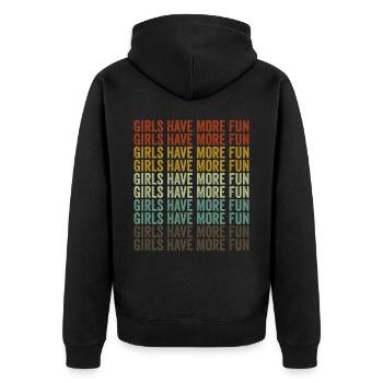 Mädchen haben mehr Spaß Lustige Smores Camping Mäd - Unisex Premium Bio Zip Hoodie - Schwarz - Hinten - Nico (187cm)