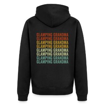 Glamping Oma Glamping Oma Flamingo Wohnmobil Wohnw - Unisex Premium Bio Zip Hoodie - Schwarz - Hinten - Nico (187cm)
