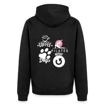 Coffee Pilates Dogs Repeat Funny Pilates - Unisex Premium Organic Zip Hoodie - black - Back - Nico (187cm)
