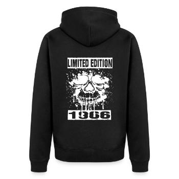 Limited Edition 1966 - Unisex Premium Bio Zip Hoodie - Schwarz - Hinten - Nico (187cm)