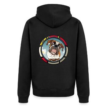 Dog Cartoon Boxer Design for Dog Lovers - Unisex Premium Organic Zip Hoodie - black - Back - Nico (187cm)