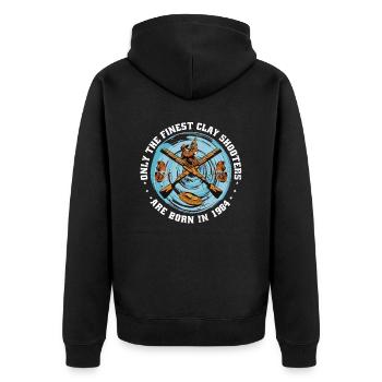 Clay pigeons born 1984 birthday - Unisex Premium Organic Zip Hoodie - black - Back - Nico (187cm)