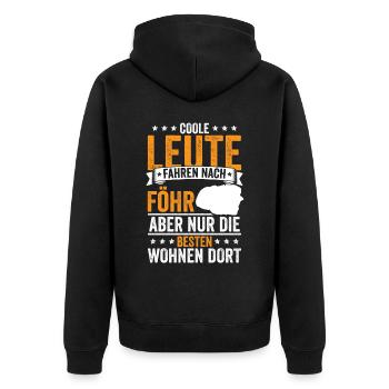 Föhr Insel Heimat - Unisex Premium Bio Zip Hoodie - Schwarz - Hinten - Nico (187cm)