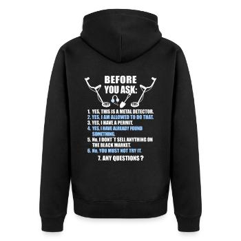 Sondengänger Sondler sondeln Lustiges - Unisex Premium Bio Zip Hoodie - Schwarz - Hinten - Nico (187cm)