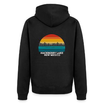 Hackberry Lake New Mexico - Unisex Premium Bio Zip Hoodie - Schwarz - Hinten - Nico (187cm)