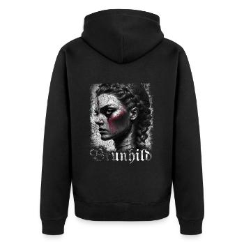 Brunhild's greatest shield maid of all time - Unisex Premium Organic Zip Hoodie - black - Back - Nico (187cm)