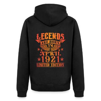 Geburtstag April 1921 Limited Edition Vintage - Unisex Premium Bio Zip Hoodie - Schwarz - Hinten - Nico (187cm)