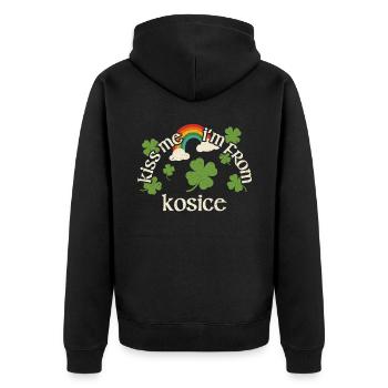 Kiss Me - St. Patrick's Day Kosice - Unisex Premium Organic Zip Hoodie - black - Back - Nico (187cm)