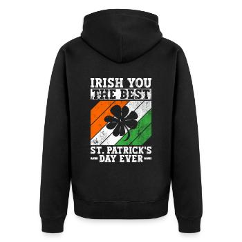 Ireland Irish Funny Saying St Patrick's Day - Unisex Premium Organic Zip Hoodie - black - Back - Nico (187cm)