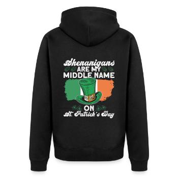 Ireland Irish Leprechaun St Patrick's Day Funny - Unisex Premium Organic Zip Hoodie - black - Back - Nico (187cm)