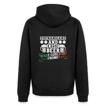 Irland Irisch Lustig Spruch St Patricks Day - Unisex Premium Bio Zip Hoodie - Schwarz - Hinten - Nico (187cm)