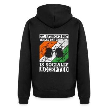 Irland Irisch Lustig Spruch St Patricks Day - Unisex Premium Bio Zip Hoodie - Schwarz - Hinten - Nico (187cm)