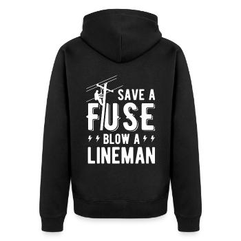 Save A Fuse Blow Un Lineman drôle pour Lineman - Veste à capuche bio Premium Unisexe - noir - Dos - Nico (187cm)