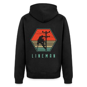 Lineman rétro pour monteur de lignes - Veste à capuche bio Premium Unisexe - noir - Dos - Nico (187cm)