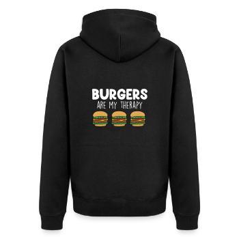 Cheeseburger Fast Food Burger Liebhaber - Unisex Premium Bio Zip Hoodie - Schwarz - Hinten - Nico (187cm)