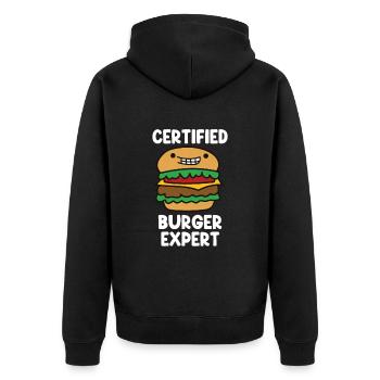 Cheeseburger Fast Food Burger Liebhaber - Unisex Premium Bio Zip Hoodie - Schwarz - Hinten - Nico (187cm)