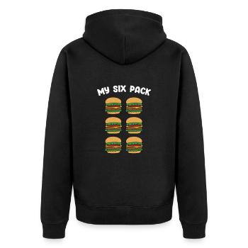 Cheeseburger Fast Food Burger Liebhaber - Unisex Premium Bio Zip Hoodie - Schwarz - Hinten - Nico (187cm)