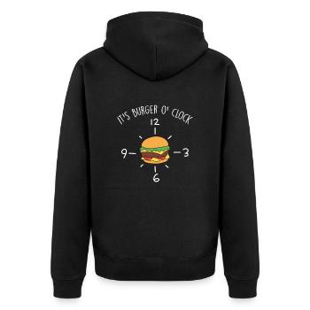 Cheeseburger Fast Food Burger Liebhaber - Unisex Premium Bio Zip Hoodie - Schwarz - Hinten - Nico (187cm)