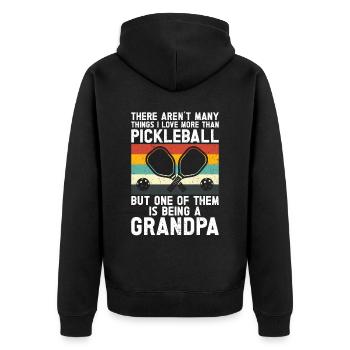 Opa Pickleball Paddel - Unisex Premium Bio Zip Hoodie - Schwarz - Hinten - Nico (187cm)
