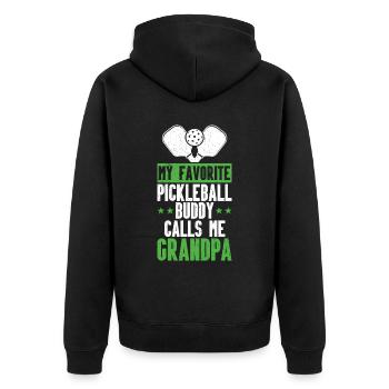 Opa Pickleball Paddel - Unisex Premium Bio Zip Hoodie - Schwarz - Hinten - Nico (187cm)