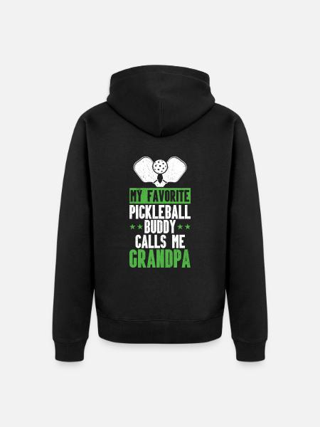 Grandpa Pickleball Paddle - Unisex Premium Organic Zip Hoodie - black
