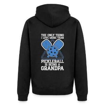 Opa Pickleball Paddel - Unisex Premium Bio Zip Hoodie - Schwarz - Hinten - Nico (187cm)
