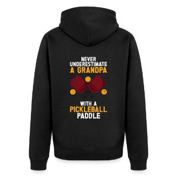 Opa Pickleball Paddel - Unisex Premium Bio Zip Hoodie - Schwarz - Hinten - Nico (187cm)