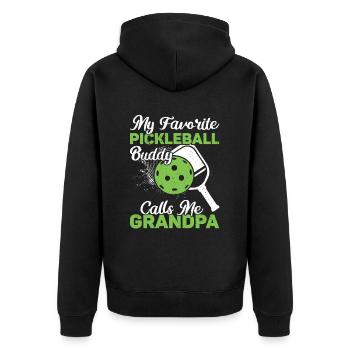 Opa Pickleball Paddel - Unisex Premium Bio Zip Hoodie - Schwarz - Hinten - Nico (187cm)