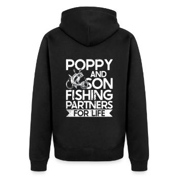 Pêche coquelicot Pêcheur pavillon américain Poppi - Veste à capuche bio Premium Unisexe - noir - Dos - Nico (187cm)