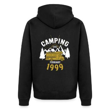 Anniversaire: Camping depuis février 1999 Camping-car - Veste à capuche bio Premium Unisexe - noir - Dos - Nico (187cm)