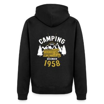 Anniversaire: Camping depuis décembre 1958 Camping-car - Veste à capuche bio Premium Unisexe - noir - Dos - Nico (187cm)