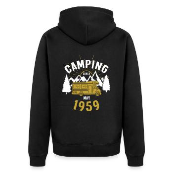 Geburtstag: Camping seit Mai 1959 Wohnmobil - Unisex Premium Bio Zip Hoodie - Schwarz - Hinten - Nico (187cm)