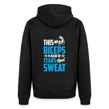 Ces biceps sont faits de larmes et de sueur - Veste à capuche bio Premium Unisexe - noir - Dos - Nico (187cm)