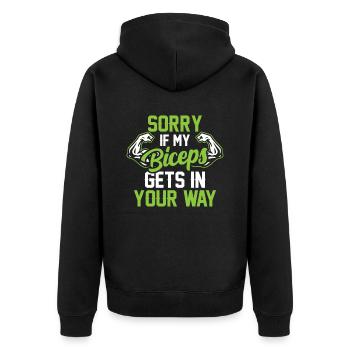 Sorry if my biceps are in your way - Unisex Premium Organic Zip Hoodie - black - Back - Nico (187cm)