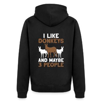I like donkeys and maybe 3 people farm - Unisex Premium Organic Zip Hoodie - black - Back - Nico (187cm)
