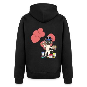 Kater Geburtstagsgrüße Geburtstagsgeschenk Liebe - Unisex Premium Bio Zip Hoodie - Schwarz - Hinten - Nico (187cm)
