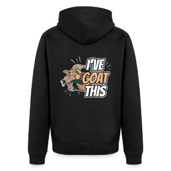 Ich Habe Das Im Griff I've Goat This Ziege Tier - Unisex Premium Bio Zip Hoodie - Schwarz - Hinten - Nico (187cm)