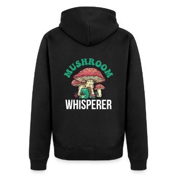 Mushroom Whisperer Mushroom Mushroom Picker - Unisex Premium Organic Zip Hoodie - black - Back - Nico (187cm)
