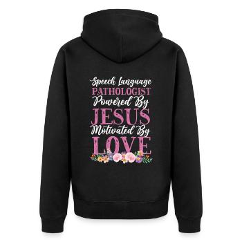Speech Therapist Therapy Assistant - Unisex Premium Bio Zip Hoodie - Schwarz - Hinten - Nico (187cm)