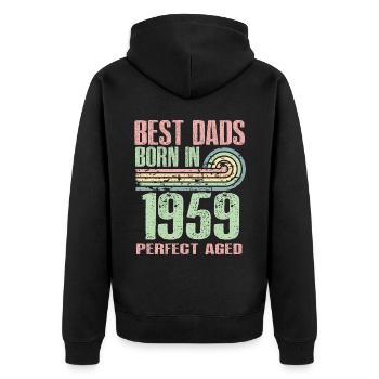 Die Besten Väter Sind 1959 Geboren, 64 Jahre Alt, - Unisex Premium Bio Zip Hoodie - Schwarz - Hinten - Nico (187cm)