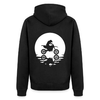 Circle and Reflection - Guy Motorcycle - - Unisex Premium Organic Zip Hoodie - black - Back - Nico (187cm)