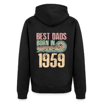 Die Besten Väter Sind 1959 Geboren, 64 Jahre Alt, - Unisex Premium Bio Zip Hoodie - Schwarz - Hinten - Nico (187cm)